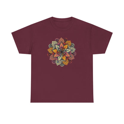 Mandala Floral Printed T Shirt, Women Casual Outdoorsy Tee for Glamping & Hiking, Adventure Shirt, Boho Style Top
