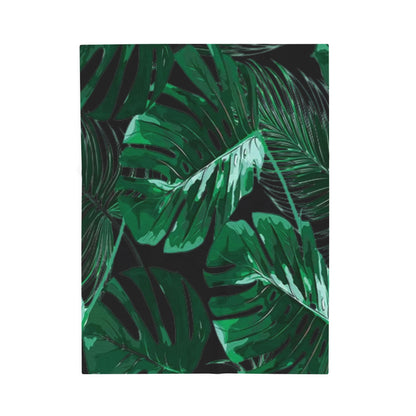 Velveteen Plush Blanket, Nature Leaves Plant Lover Gift, Cozy Home Decor Gift, Unique Botanical Throw Blanket, Greenery Bedspread
