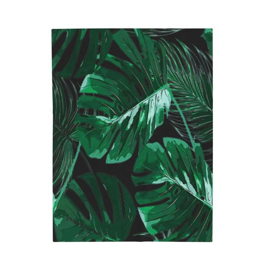 Velveteen Plush Blanket, Nature Leaves Plant Lover Gift, Cozy Home Decor Gift, Unique Botanical Throw Blanket, Greenery Bedspread