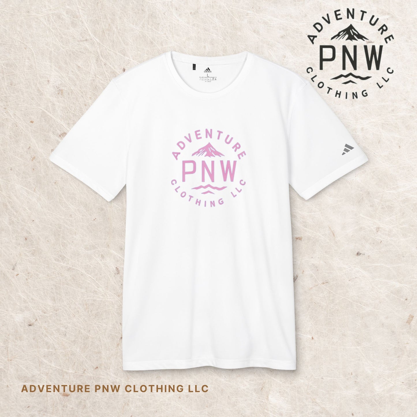 Adidas® Unisex PNW Pink Logo Sport T-Shirt | Premium Athletic Adventure Mountains