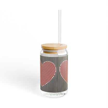 Retro Heart Valentine Sipper Glass –Adventure Gift for Her