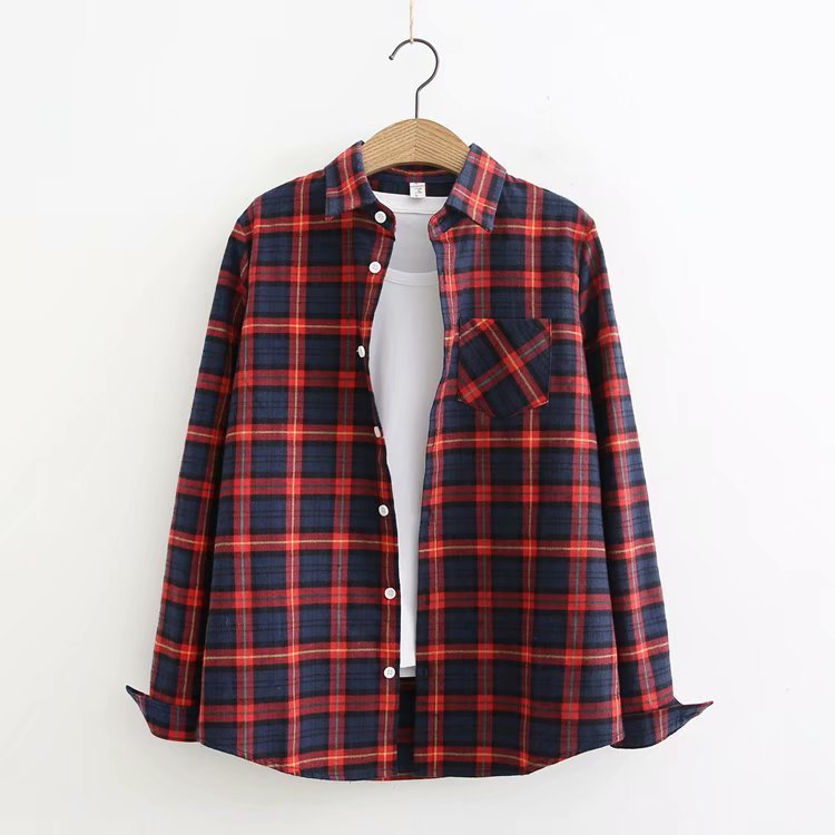 Casual Plaid Lapel Shirt with Single Pocket red 3 - Adventure PNW Clothing LLC