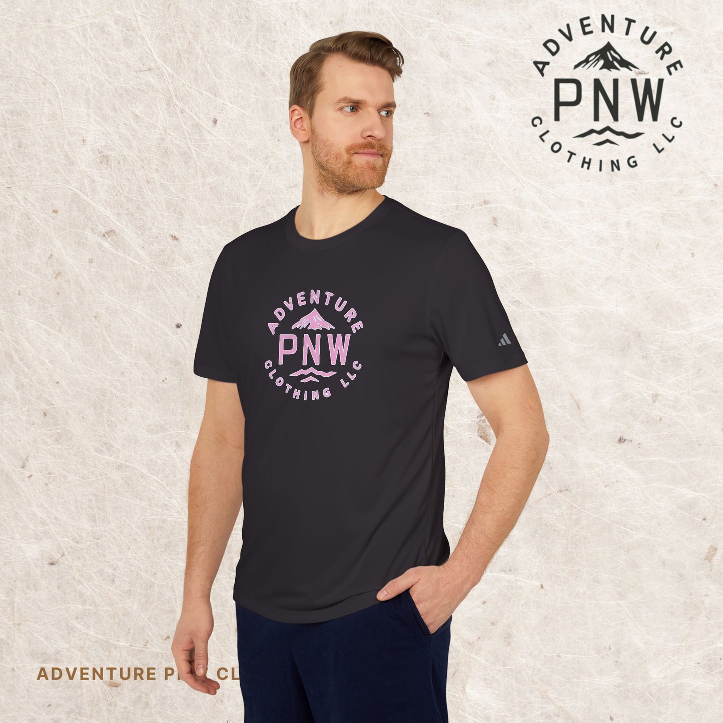 Adidas® Unisex PNW Pink Logo Sport T-Shirt | Premium Athletic Adventure Mountains