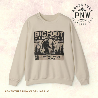 Bigfoot Sighting Retro Sweatshirt, Funny Sasquatch Crewneck, Ranger Warning Forest Attacks Vintage Jumper, Stay Out Woods Unisex Hoodie,