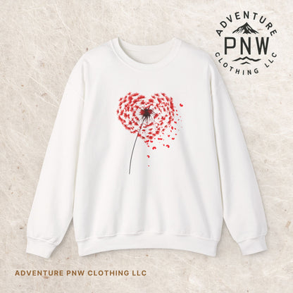 Dandelion Heart Sweatshirt, Valentine Sweatshirt, Wildflower Sweatshirt, Valentine Flower Sweatshirt, Love Sweatshirt - Unisex Sweatshirt