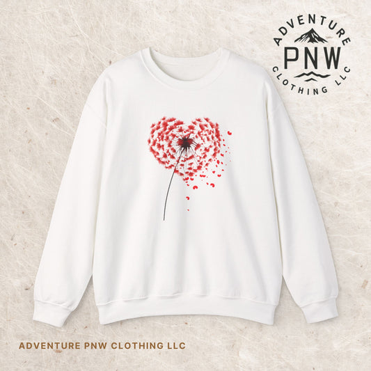 Dandelion Heart Sweatshirt, Valentine Sweatshirt, Wildflower Sweatshirt, Valentine Flower Sweatshirt, Love Sweatshirt - Unisex Sweatshirt