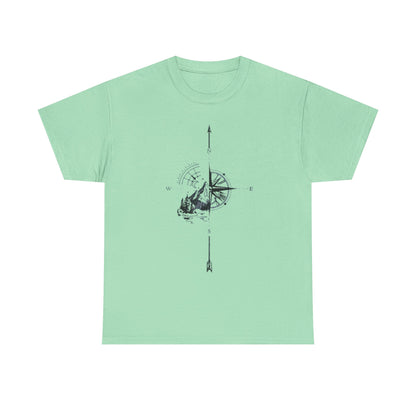 Mountain Compass Pattern Unisex Tee, Adventure Lover Hiking Tshirt, Traveler Gift Shirt, Nature Outdoor Top