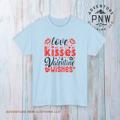 Love Kisses Valentine Tee –Adventure Unisex Graphic Shirt