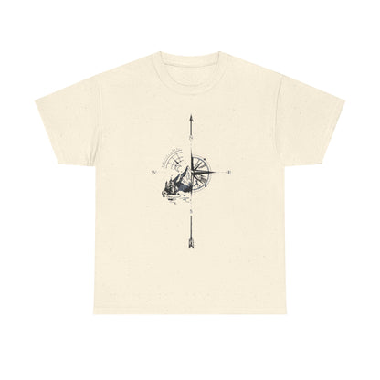 Mountain Compass Pattern Unisex Tee, Adventure Lover Hiking Tshirt, Traveler Gift Shirt, Nature Outdoor Top