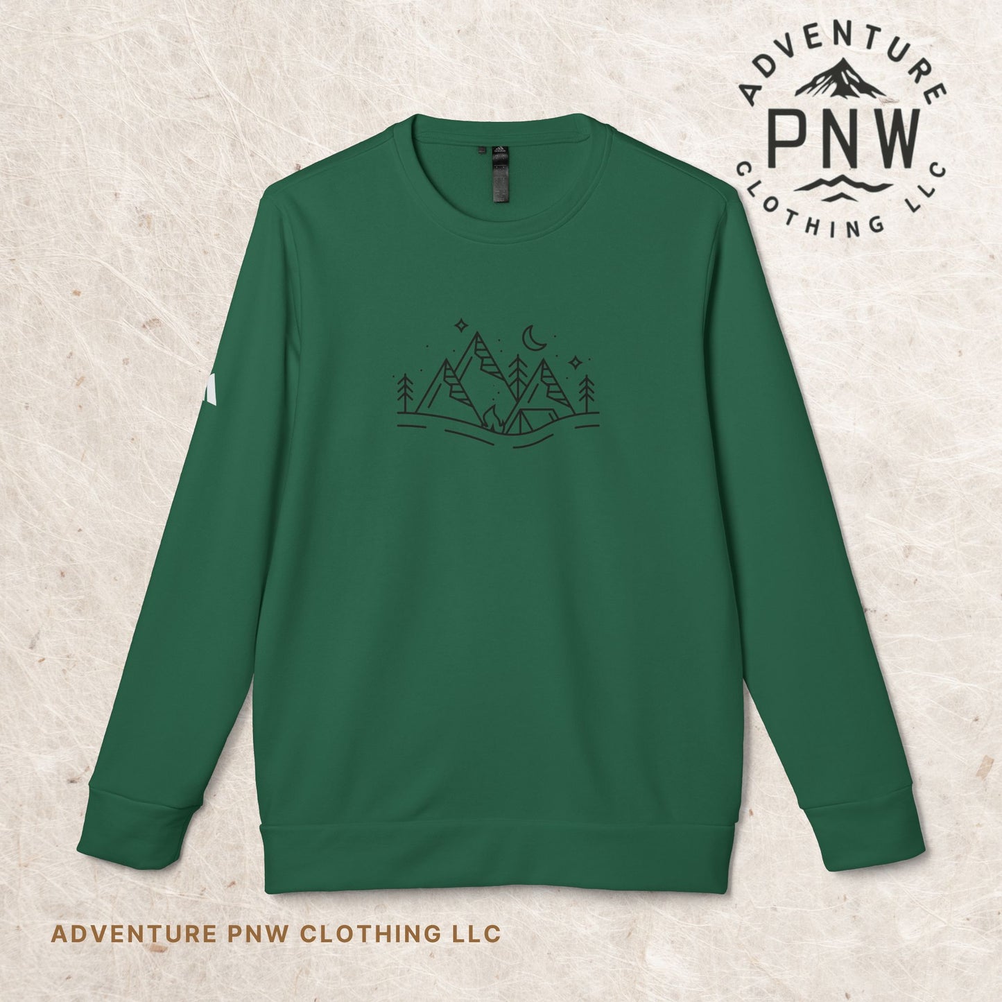 Adidas® Unisex Fleece Crewneck Sweatshirt - Cozy, Eco-Friendly, and Stylish Adventure Mountains Camping Christmas