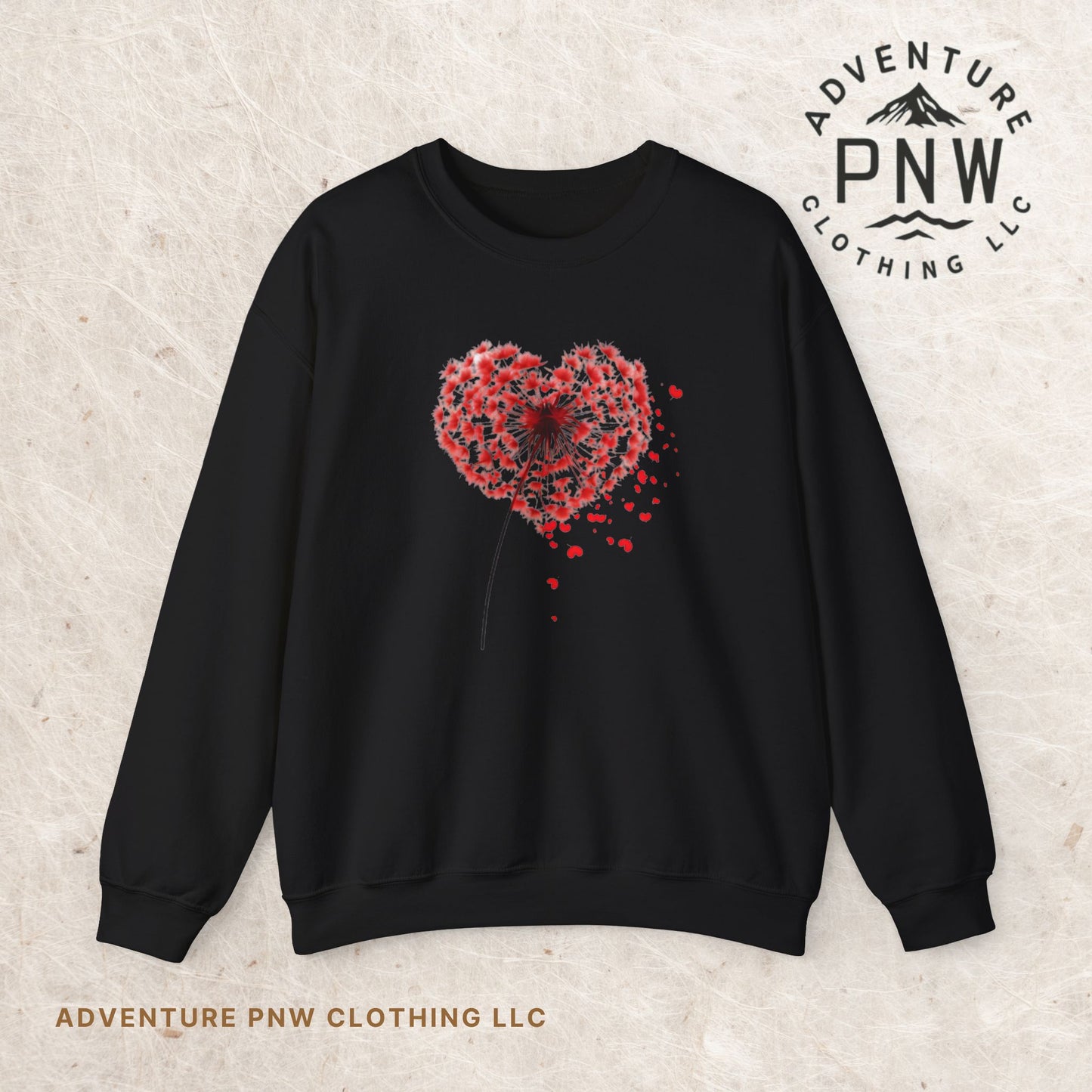 Adventure Dandelion Heart Valentine Sweatshirt – Unisex