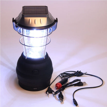 Camping Light Model 2860 | Solar & Hand-Crank Rechargeable Black Outdoor Light