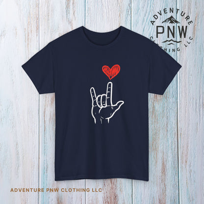 Valentines Day I Love You Hand Sign Heart Unisex T-Shirt, Gift for Him or Her, Valentines Tee, Love Gesture Graphic Tee, Romantic Shirt,