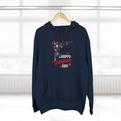 Dandelion Heart Three-Panel Fleece Hoodie, Happy Valentines Day Sweatshirt, Wildflower Hoodie, Lovers Hoodie, Valenties Gift, Valentines Day