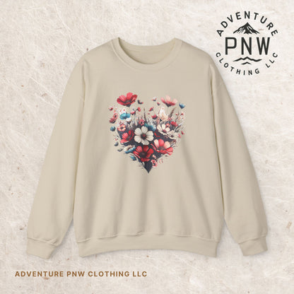 Heart Flowers Sweatshirt –Adventure Floral Nature Lover Gift