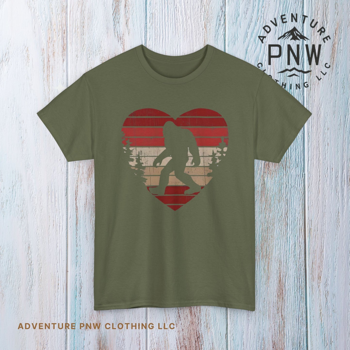 Bigfoot Heart Valentine Tee – Cute Adventure Sasquatch Shirt