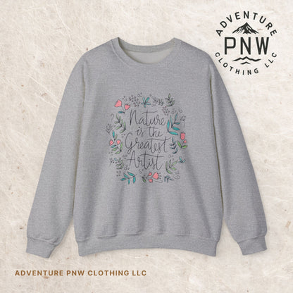 Nature Is The Greatest Artist Sweatshirt, Cute Flower Jumper, Wildflower Top, Floral Pullover, Valentine's Day Gift
