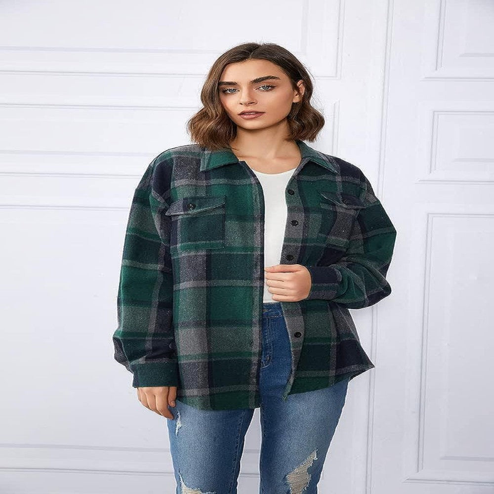 Autumn & Winter Flannel Plaid Pocket Shirt Apricot-Adventure PNW Clothing LLC