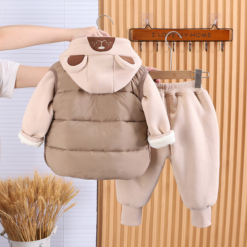 Boys' Fleece-Lined Three-Piece Winter Set | Trendy & Comfortable Baby Clothing