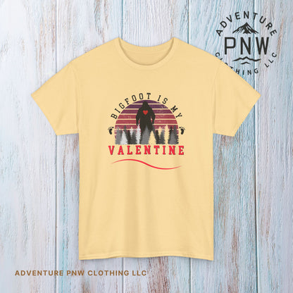Bigfoot Is My Valentine Unisex Tee, Funny Cryptid Gift Shirt, V Day Tshirt, Valentines Day Gift
