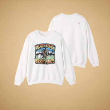 Adventure Breakin’ Hearts Rippin’ Farts Bigfoot 80s Sweatshirt