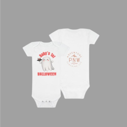 Adventure Cute Ghost & Bat 1st Halloween Baby Onesie
