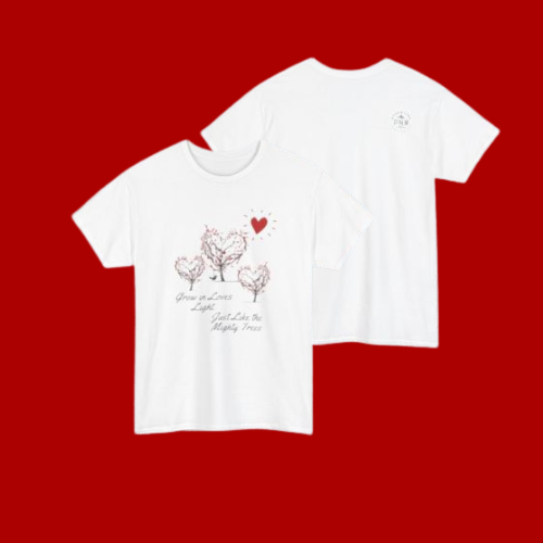 Grow in Love Tree Heart Tee –Adventure Nature Valentine Shirt