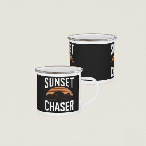 Sunset Chaser Enamel Mug – Outdoor Adventure Cup
