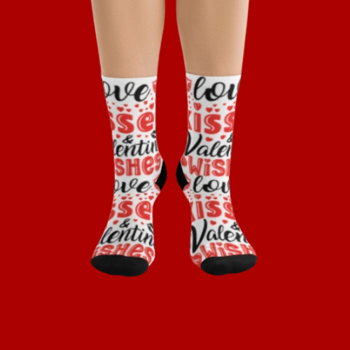 Love Kisses Valentine Socks –Adventure Romantic Graphic Tee
