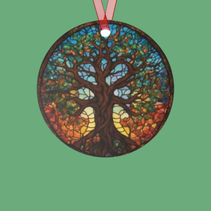 Adventure Tree of Life Christmas Ornament – Round Ceramic Decoration