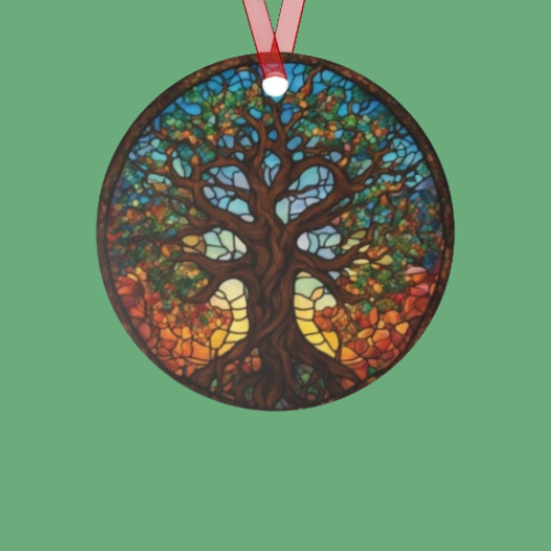 Adventure Tree of Life Christmas Ornament – Round Ceramic Decoration