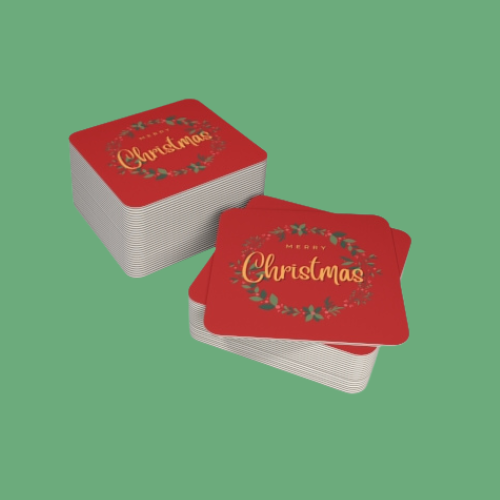 Adventure Merry Christmas Coasters – Holiday Glassware (50–100 pcs)