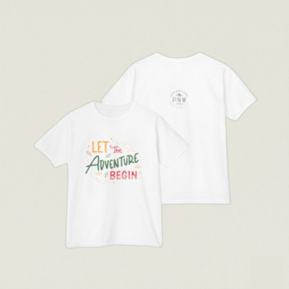 Adventure Begins Christmas Kids Tee – Holiday Outfit