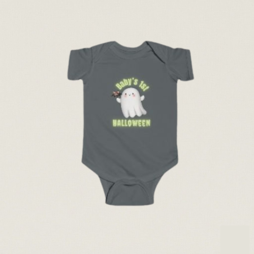 Baby’s First Halloween Bodysuit | Cute Adventure Ghost & Bat Design
