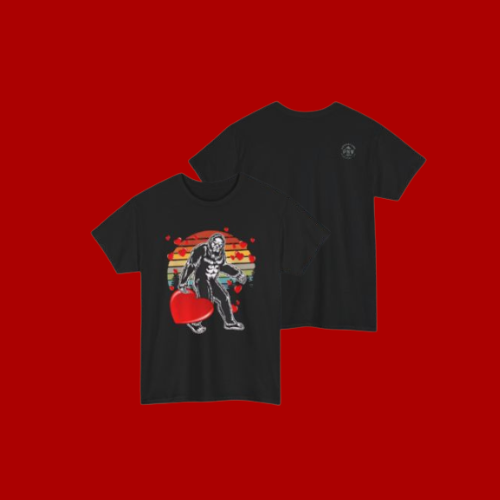 Bigfoot Heart Tee –Adventure Sasquatch Valentine Shirt