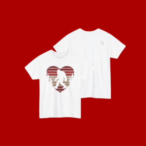 Bigfoot Heart Valentine Tee – Cute Adventure Sasquatch Shirt