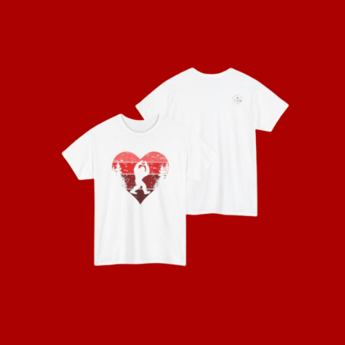 Bigfoot Valentine Shirt –Adventure Retro Heart Gesture Tee