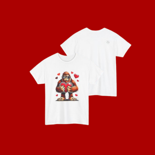 Bigfoot Heart Sunglasses Tee –Adventure Valentine Shirt