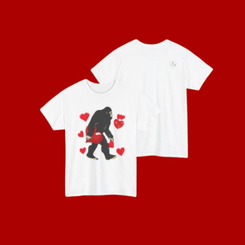 Adventure Bigfoot Love T-Shirt – V-Day Sasquatch Tee