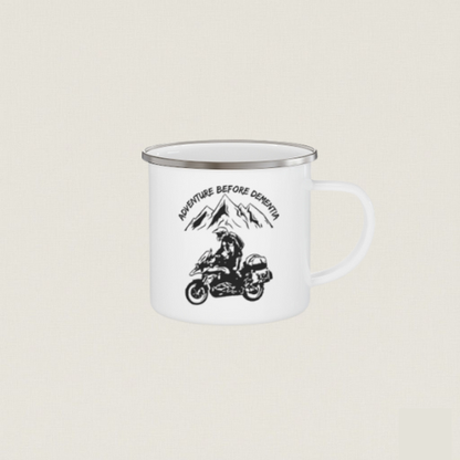 Enamel Camping Mug - Adventure Before Dementia - Great for Outdoor Enthusiasts, Hikers, Campers, Gifts for Nature Lovers - Travel Cup,