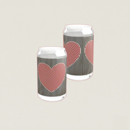 Retro Heart Valentine Sipper Glass –Adventure Gift for Her