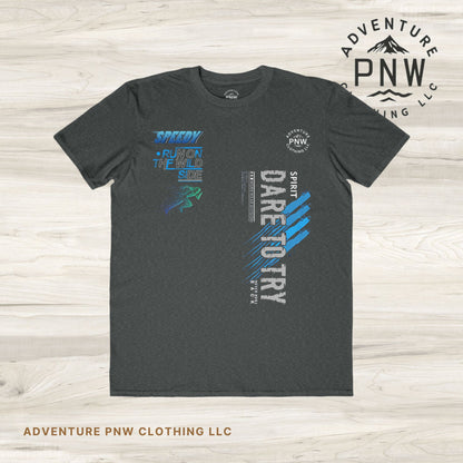 Athletic T-Shirt, Outdoor Adventure Tee, Dare to Try Running Hiking PNW  Lightweight Fashion Tee, Men's Activewear, Fitness Top