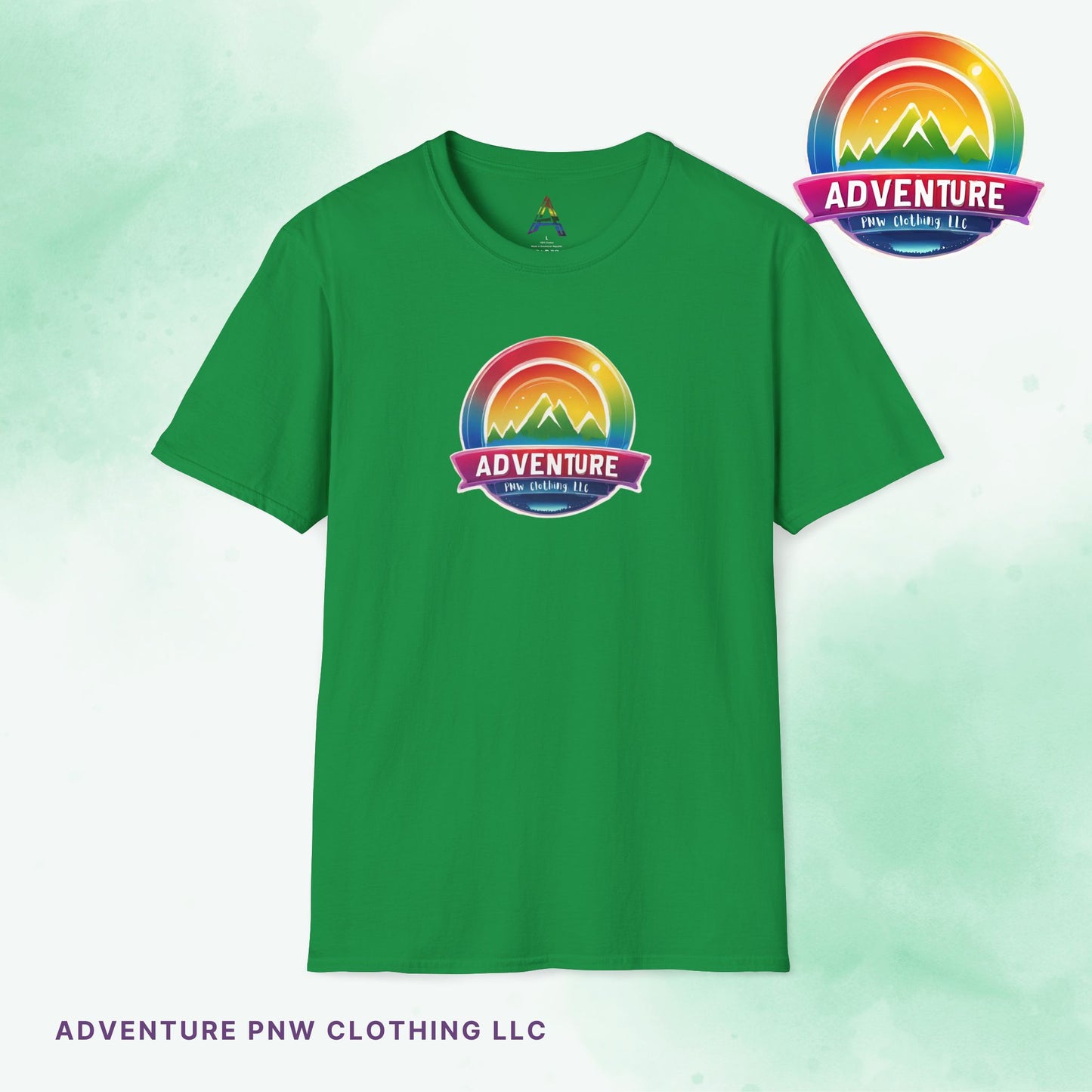 PRIDE Adventure PNW Mountain T-shirt Rainbow Colorful