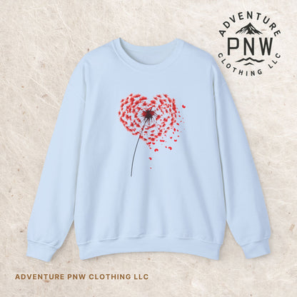 Dandelion Heart Sweatshirt, Valentine Sweatshirt, Wildflower Sweatshirt, Valentine Flower Sweatshirt, Love Sweatshirt - Unisex Sweatshirt