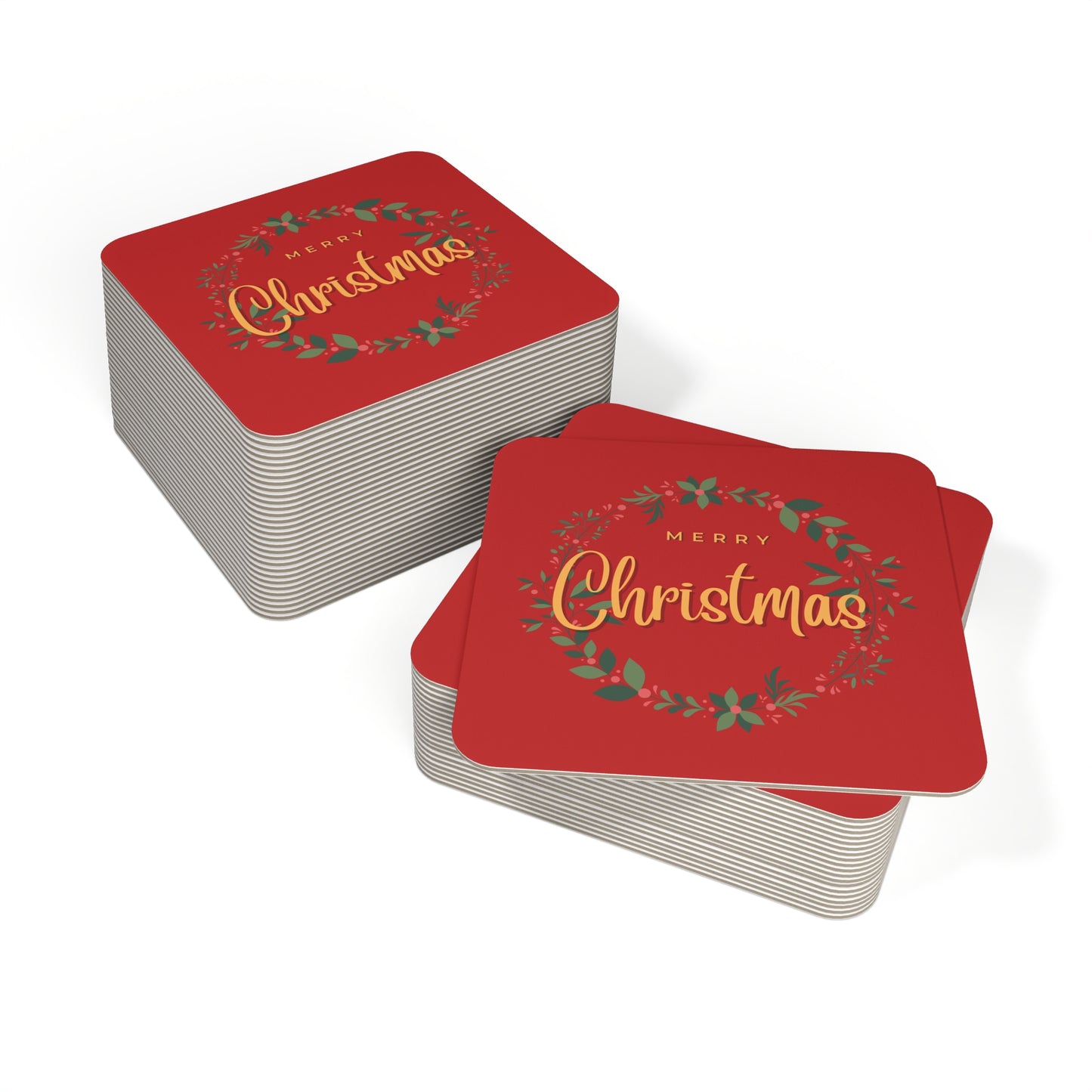 Merry Christmas Coasters (50, 100 pcs) |Christmas Adventure Decorations |Christmas Glassware Coasters