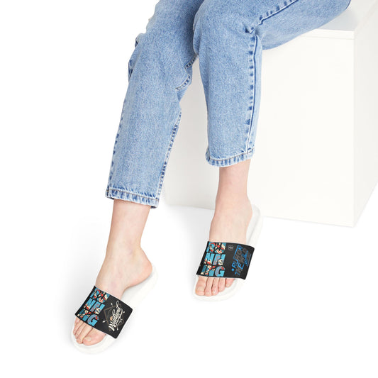 Trendy Women's Sandals, Fun Graphic Slide Sandals, Stylish Summer Footwear, Poolside Slides, Comfortable Casual Sandals