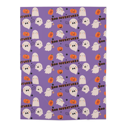 Baby Swaddle Blanket - Cute Ghost Pumpkins Boo Adventure Kids, Halloween Infant Wrap, Spooky Nursery Decor, Fall Baby Shower Gift, Gender