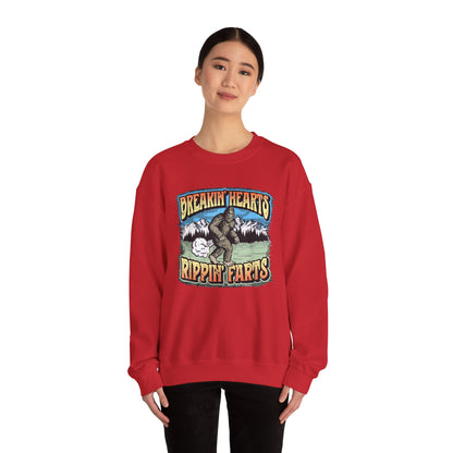 Breakin Hearts Rippin Farts Funny Sasquatch Bigfoot 80s Unisex Sweatshirt - Funny Gift, Bigfoot Lover, Funny Sweatshirt, Sasquatch Shirt,