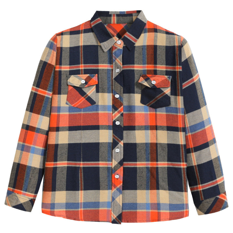 Children's Clothing  Long-sleeved plaid Shirt