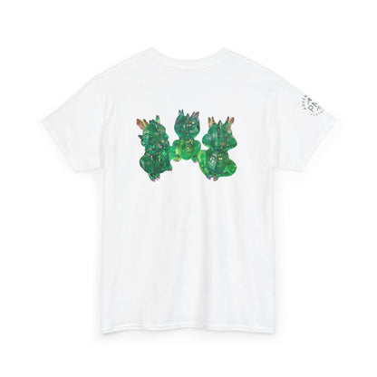 "Green speak/ hear/ see no evil dragons"
